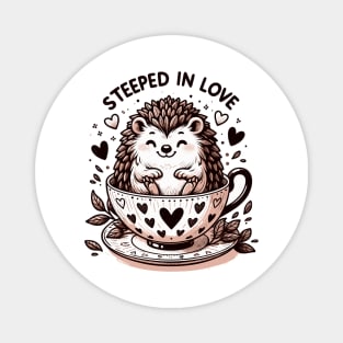 Cozy Hedgehog Tea Time Magnet